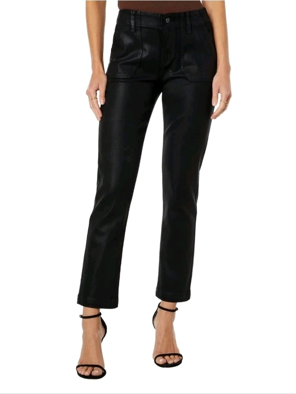 Paige | NWT Black Coated Mayslie Straight Leg Jeans Size 30